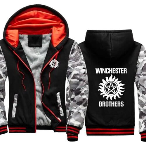 2021NEW supernatural Mens Hoodie Winchester Sweatshirt Camouflage Casual Mens jacket Cotton Sportswear