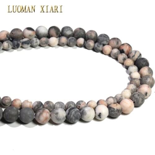 Wholesale Dull Polish Wholesale Pink Zebra Natural Stone Round Beads For Jewelry Making DIY Bracelet Necklace 6/8 mm Strand 15