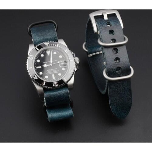 Vintage Genuine Leather Zulu Nato Watchband 20mm 22mm 24mm Replacement Strap for Watch Accessories