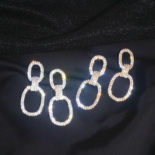 Luxury Exaggerated Crystal Big Square Drop Earring For Women Trendy Geometry Long Dangle Earring Female Wedding Jewelry Brincos