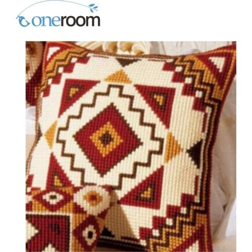 CX0086 Geometric patterns 07 DIY Acrylic Yarn Embroidery Pillow Tapestry Canvas Cushion Front Cross Stitch Pillowcase
