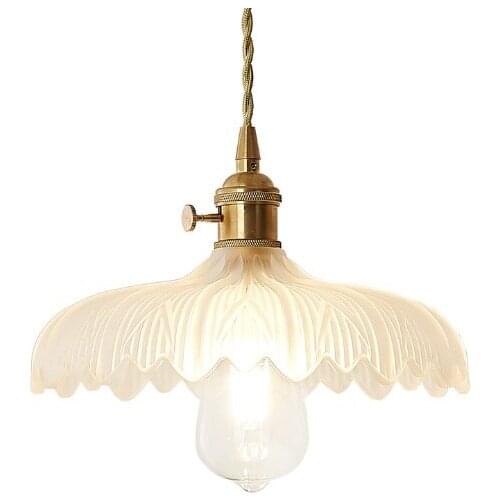 Nordic simple copper single head creative chandelier restaurant bar aisle bedside lamp clothing store glass chandelier