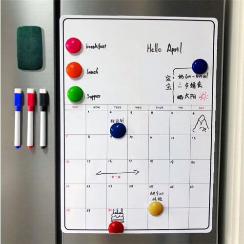 Erasable Schedule Magnetic Calendar Memo Message Board Soft Magnetic Whiteboard Affordable Packaging Refrigerator Sticker
