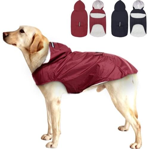 Large Dog Raincoat Reflective Dog Rain Jacket Outdoor Waterproof Clothes with Leash Hole Pouch For Medium Large Dogs Pet
