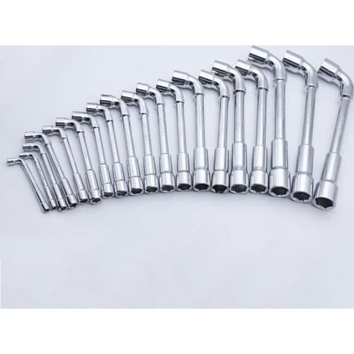 Pipe Socket Wrench L-shaped Perforated Elbow Auto Repair Tool 7-shaped Hexagonal Double-head Casing Wrench Socket Wrench Set