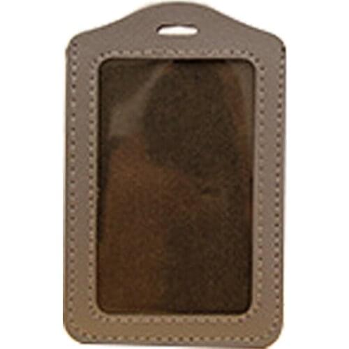 Vertical Style PU Leather ID Badge Holder,One card slot,6Pack (gray)