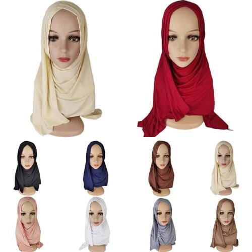 Women Plain Shawl Bubble Instant Hijab Shawl Lady Summer Beach Scarves and Wraps Headwear Foulards Muslim Headscarf Solid Color
