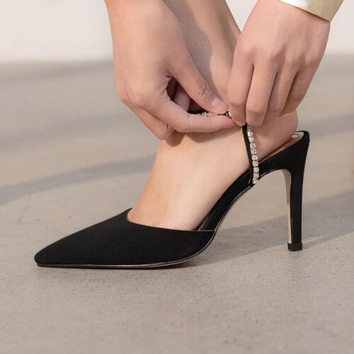 Dovereiss Fashion Womens Shoes Summer New Elegant Buckle Consice 9cm Stilettos heels Pointed toe Sandals 34-41