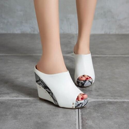 Gladiator Sandals Women Summer Peep Toe Platform Wedges Slippers Fashion High Heels Party Wedding Large Size 43 44 Shoes 33-13