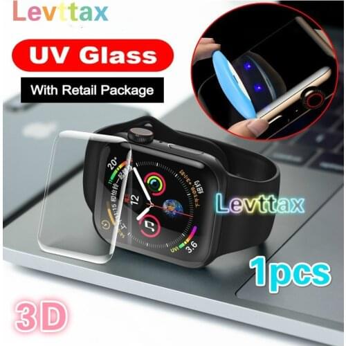 1Pcs 3D UV Glass For IWatch Series 3 2 1 42mm 38mmSE 6 5 4 40mm 44mm Screen Protector Liquid Glue Full Cover For Apple Watch