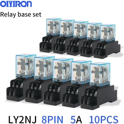 Coil Power Relay MY2NJ DPDT 8Pin Miniature Relay DC12V DC24V AC110V AC220V HH62P JQX-13F Series MY2N-J HH52P-L