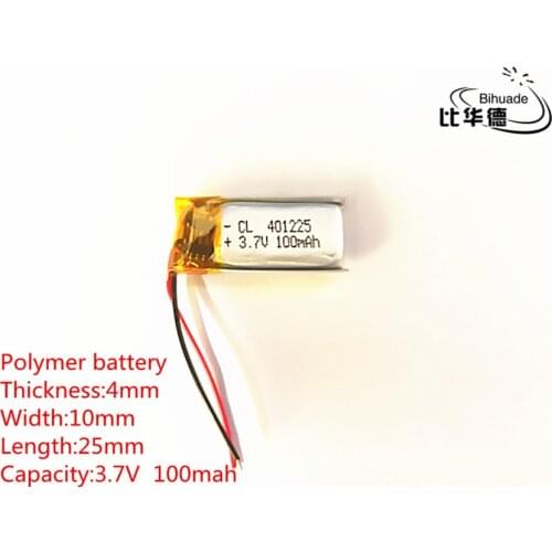 10pcs 3.7V,100mAH,401025 PLIB; polymer lithium ion / Li-ion battery for GPS,mp3,mp4,mp5,dvd,bluetooth,model toy mobile bluetooth