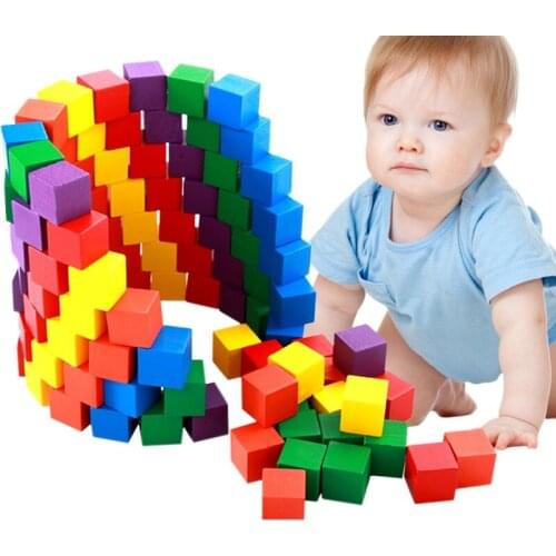 15 pcs 2cm Small Wooden Blocks Building Colorful Cube Child Educational Toys Mathematical Tool Model Kids Toys