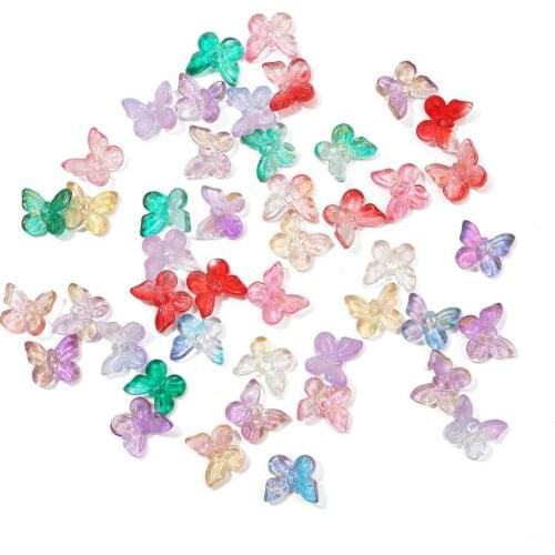 10pcs Multi Gradient Color Lampwork Beads Butterfly Shape Glass Charms Bead For Jewelry Making Necklace Handmade Diy Accessories