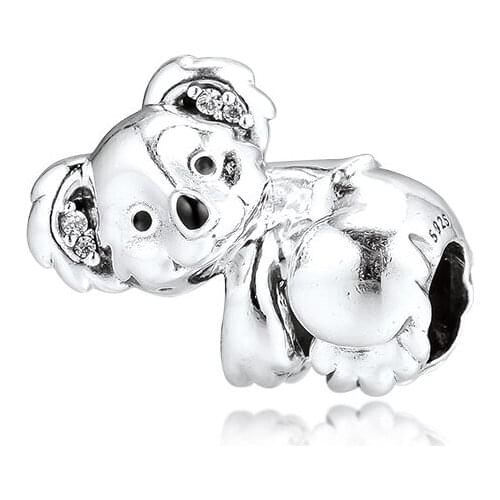 100% Real 925 Sterling Silver Beads Christmas Cute Anaila Koala Charms Fit Original Pandora Bracelet DIY Jewelry Making Kralen