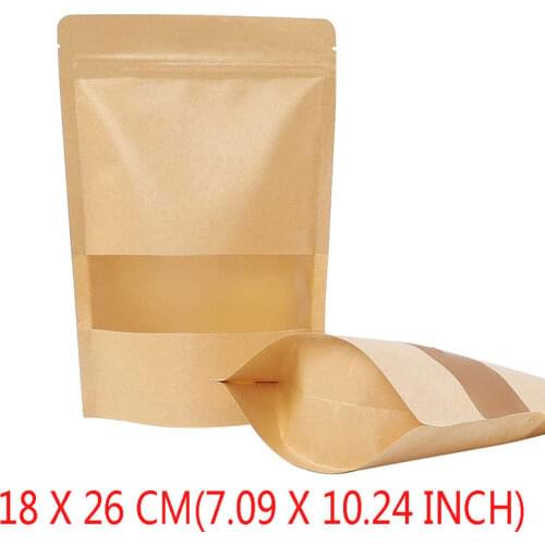 18x26CM Kraft Sealable food Pouches Paper Mylar Bags ,Decorative Resealable Recycled For DIY Favor Cookies Christmas