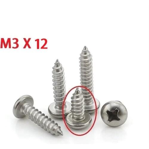 2000Pcs Nickel plated M3*12 M3X12 Countersunk Head Self tapping Electronic Screw Alloy Cross Countersunk Screw Electronic Bolts