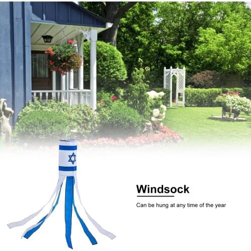60-inch Israel Flag Windsock Israeli Hanging Flag Printing Waterproof Fade Resistant Patriotic Decor Terrace Outdoor Decoration
