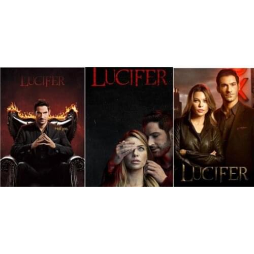 New 5D DIY Full Square /Round Diamond Painting“Lucifer” TV poster Diamond embroidery Cross stitch mosaic Home Dector Art GJ223