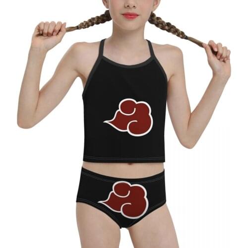 Anime cloud R340 Swimwear for Children young Girls Print Akatsuki (14) Biquini 2021 Wholesale Brand Girl Swimming Suit