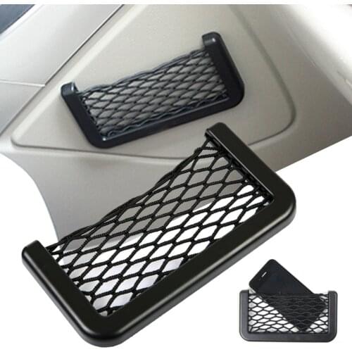 Car Organizer Storage Bag 15*8*1 cm Net Seat Side Back Storage Self-Adhesive Net Pocket Phone Holder Car Accessories Organizer