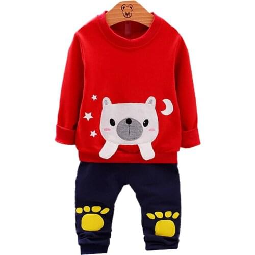 Infant Tracksuit 2018 Bear Baby Suit Girl Boy Newborn Clothes Set Print Outfits Long Sleeve Tops + Pants Tiny Cottons Sweater