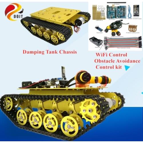 DOIT WiFi Control Obstacle Avoidance Smart Robot Crawler Tank Car Chassis TS100 with Shock Absorption for Modification by Phone