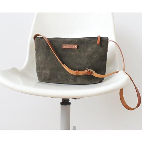 Handmade Mini Olive green flannel canvas bag Clutch crossbody bag canvas messenger bag Womens Purse bag Leather clutch bag