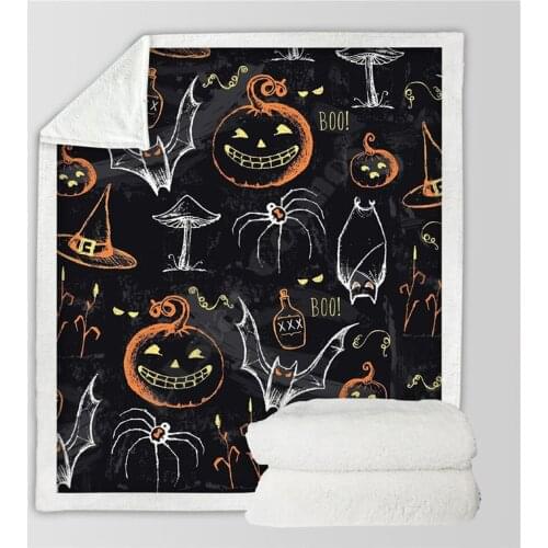 Horror Cat Halloween Fleece Blanket 3D full printed Wearable Blanket Adults For Kids Warm Sherpa Blanket 04