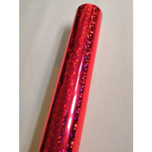Holographic foil red color broken glasses pattern C04 hot stamping on paper or plastic 64cm x 120m