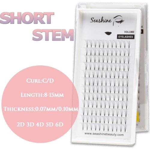 Seashine Premade Volume Fans Lashes Extension Heat Bonded Russian Volume Lash Fans Eyelashes Extension Wide Fans 8-18mm Lashes