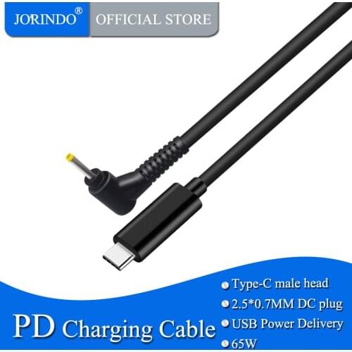 JORINDO 1.5M/4.9FT Notebook PD fast Charging Line,Type-C male head to DC 2.5*0.7MM plug Power Charger cable 20V 3.25A 65W