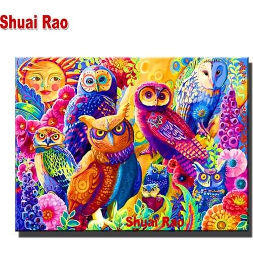 Colorful Owls Animals Diamond Embroidery Picture Of Rhinestones Home Decor Diamond Painting Full Square Birds Art