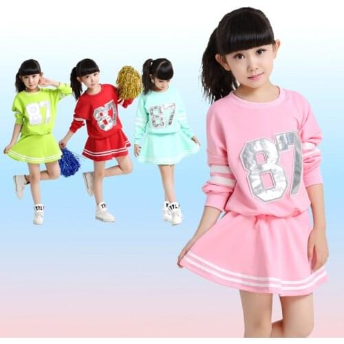 Long Sleeve Middle School Cheerleader Costume Cheer Girls Uniform Aerobics Dance Suit Boy Children Gymnastics Leotards Clothes 8