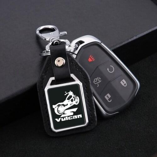 Creative mirror engraving leather metal keychain for kawasaki vulcan s 1700 1600 vn650 2000 vn800 s650 motorcycle Accessories