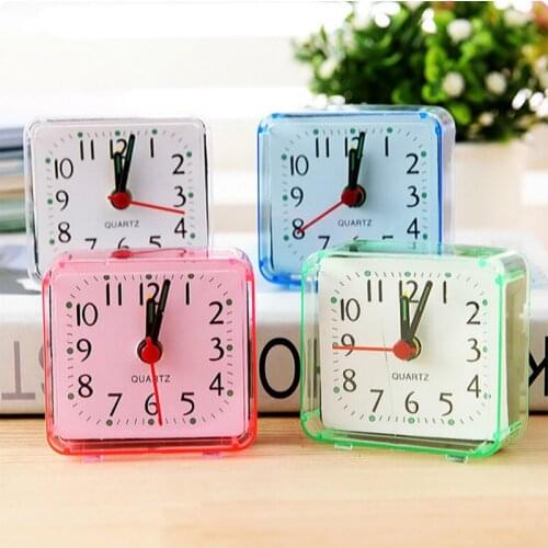 1PC Square Small Bedroom Alarm Clock Transparent Case Compact Digital Alarm Clock Mini Children Student Desk Table Clock