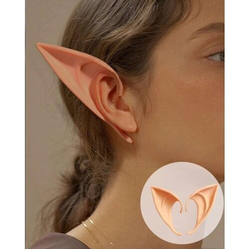 1Pair Halloween Theme Angel Latex Elf Ears High Simulation Soft Harmless False Ears Props Party Fairy Cosplay Costume Decoration