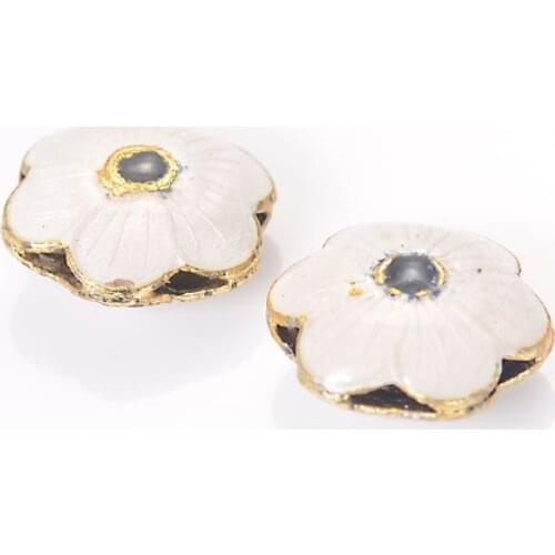 5 Pcs Handmade Brass Sun Flower Cloisonne Spacer Beads For Diy Beading Jewelry Making And Decoration Design Finding Assessories