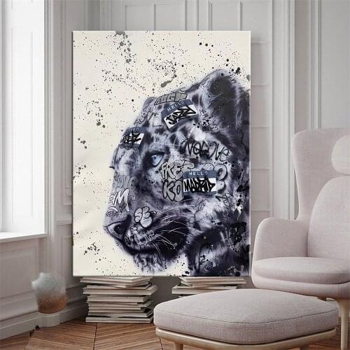 Leopard Graffiti Art Abstract Canvas Painting Posters and Prints Animal Graffiti Wall Canvas Art Living Room Home Decoration