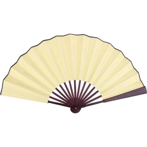 MagiDeal Blank Spun Silk Hand Fan Calligraphy Writing Dancing Folding Fan Summer Novelty Gift Yellow