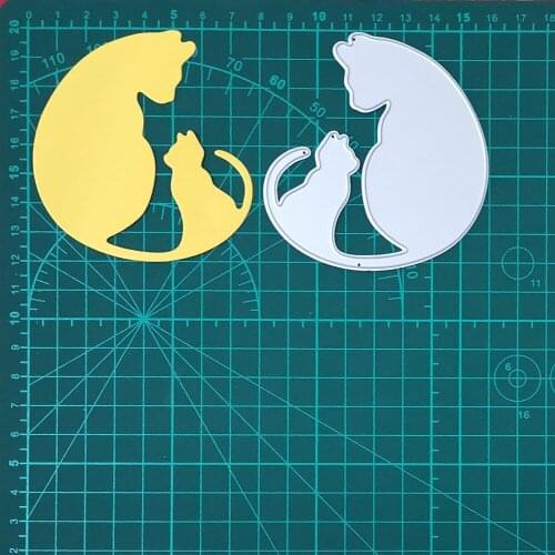 Mother Cat and Its Baby Metal Cutting Dies For Stamps Scrapbooking Stencils DIY Paper Album Cards Decoration Embossing 2020 New