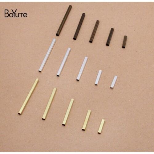 BoYuTe (500 Pieces/Lot) 10-15-20-25-30MM Length Metal Brass Square Tube Materials DIY Hand Made Jewelry Accessories