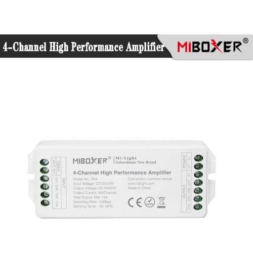 Miboxer PA4 4-Channel High Speed Performance LED Strip Amplifier RGBW LED Amplifier Controller 12V-24V Strong Compatibility