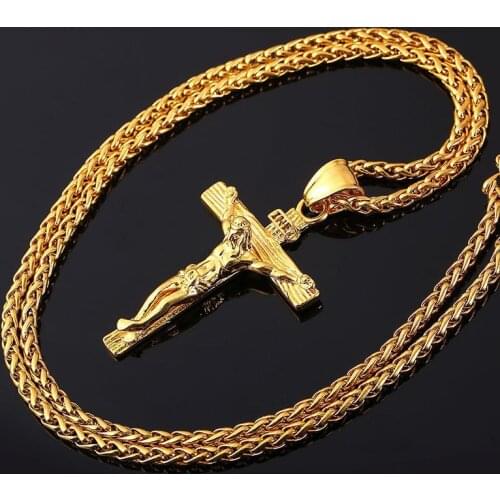 Fashionable Simple And Wild Trend Easter Jesus Cross Pendant Necklace Christian Character Necklace Best Gift For Men And Women