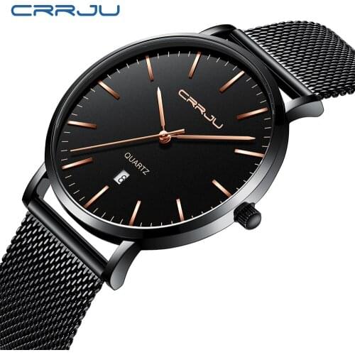 Relogio Masculino CRRJU Fashion Mens Watches Top Luxury Blue Waterproof Watches UltraThin Casual Quartz Watch Men Sports Clock