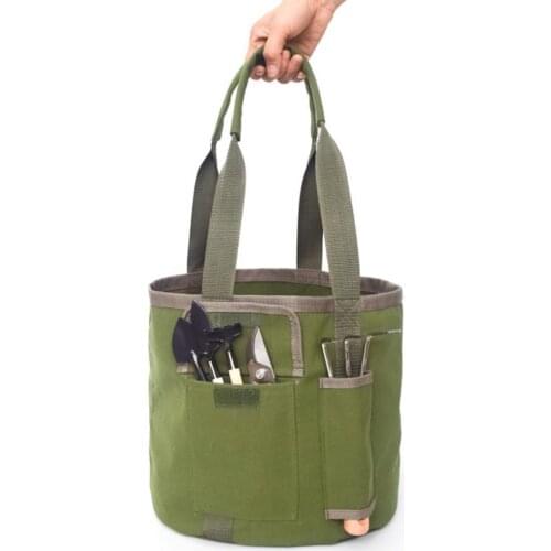 Outdoor Tool Bucket Bag Portable Rainproof Canvas Garden Tool Bucket Tote Outdoor Storage Bag dropshipping