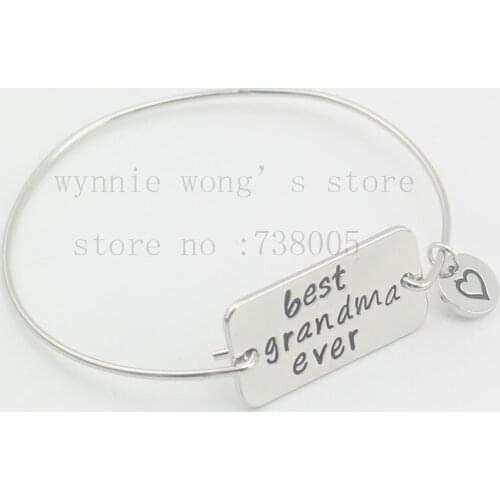2016 new handstamped Bangle Bracelets " Best Grandma Ever" Bracelet Grandma Jewelry Grandmother Christmas Gift