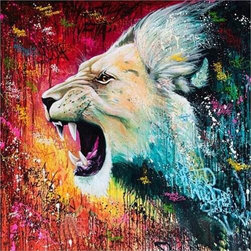 New Arrivals Color Lion 5D DIY Full Round Diamond Painting 3D Embroidery Cross Stitch Rhinestone Mosaic Home Decor Art YC591