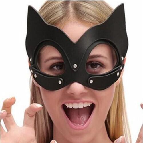 Porno Toy Sexi Women Adjustable Blindfold Leather Sexy Accessories Erotic Ladies Latex Halloween Cat Head Mask Sex Night Club