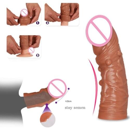 Sex Toys For Men Simulation Dildo Penis Sleeve Prolong Ejaculation Time Enlarge Penis Ring Harness Adult Games Sex Shop Bdsm Toy